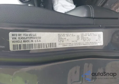 2023 Dodge Durango Pursuit Awd из США, поврежденный, VIN 1C4SDJFT2PC672722